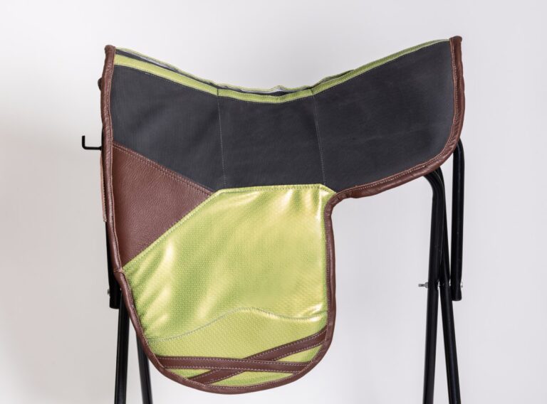 Patterned Green with Chocolate Edging and Chocolate Leather Insert - Stock Limited